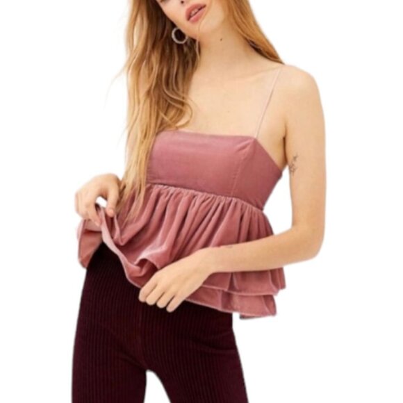 Urban Outfitters Olivia Velvet Tiered Peplum Cami - Picture 2 of 8